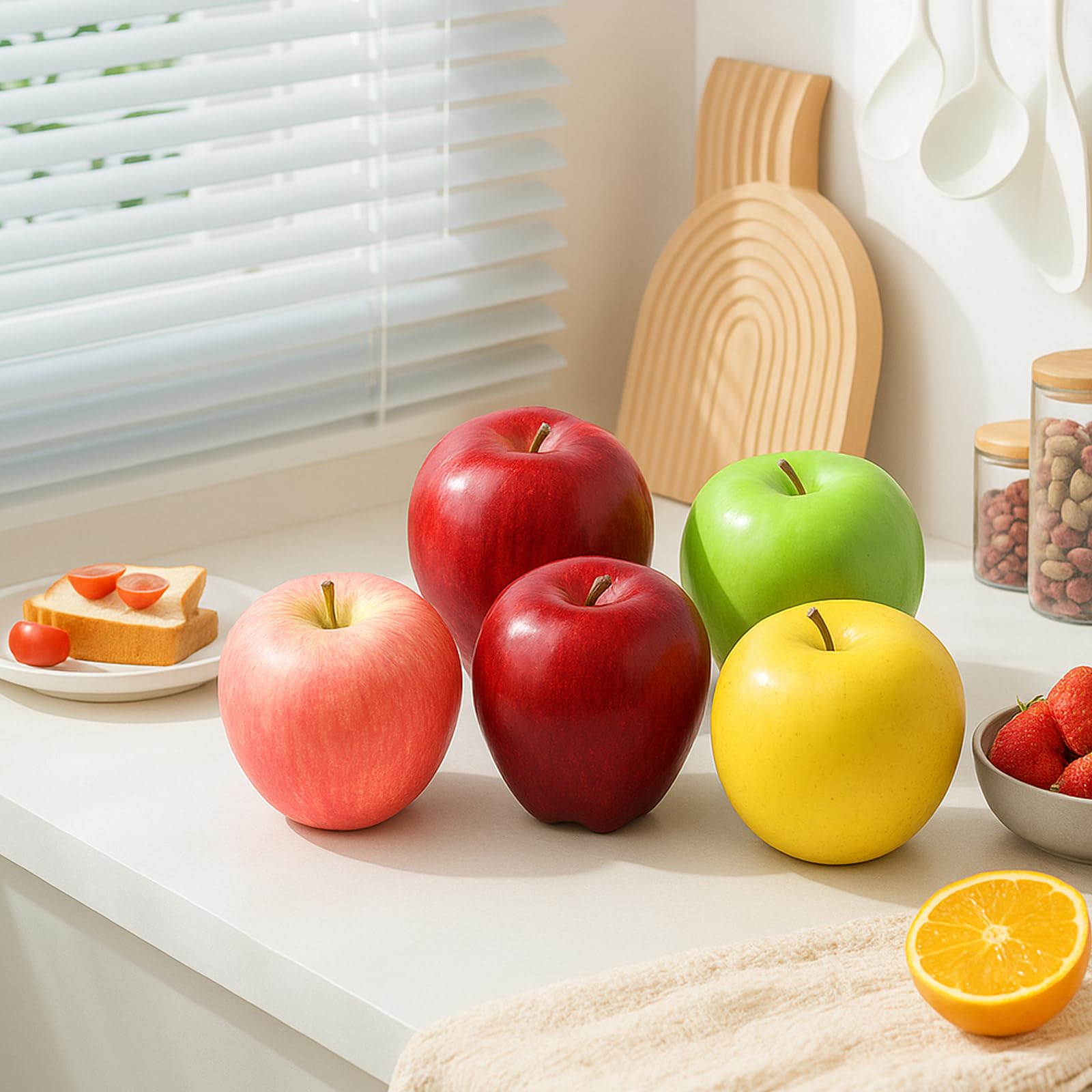 Amazon | 本物そっくり リアルサイズのりんご模型5個セット フルーツ